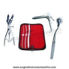 Hegar uterine dilator 3 pieces set,3-4, 5-6, 13-14, wartenberg pinwheel, mathieu speculum, grave large